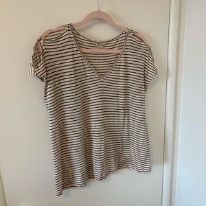 LUCKY BRAND beige & black striped top size L